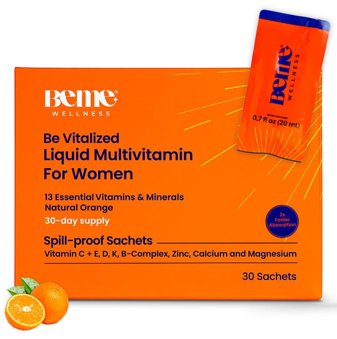 BeMe Liquid Multivitamins for Women orange flavor sachet packaging
