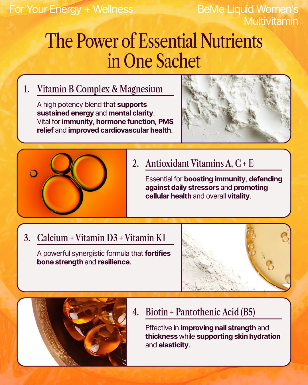 BeMe 30-sachet box display for women’s liquid multivitamin