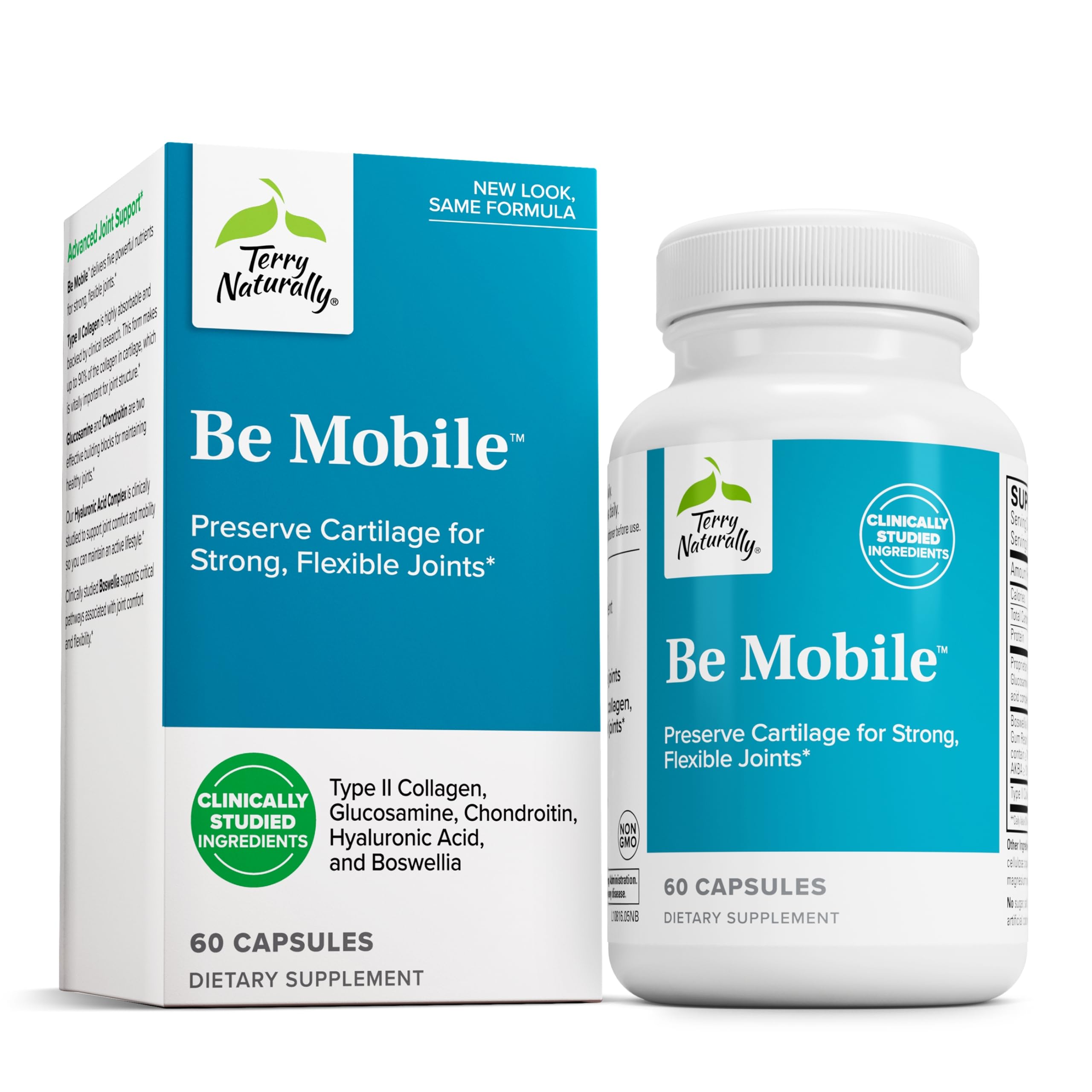 Terry Naturally Be Mobile collagen supplement bottle on a white background