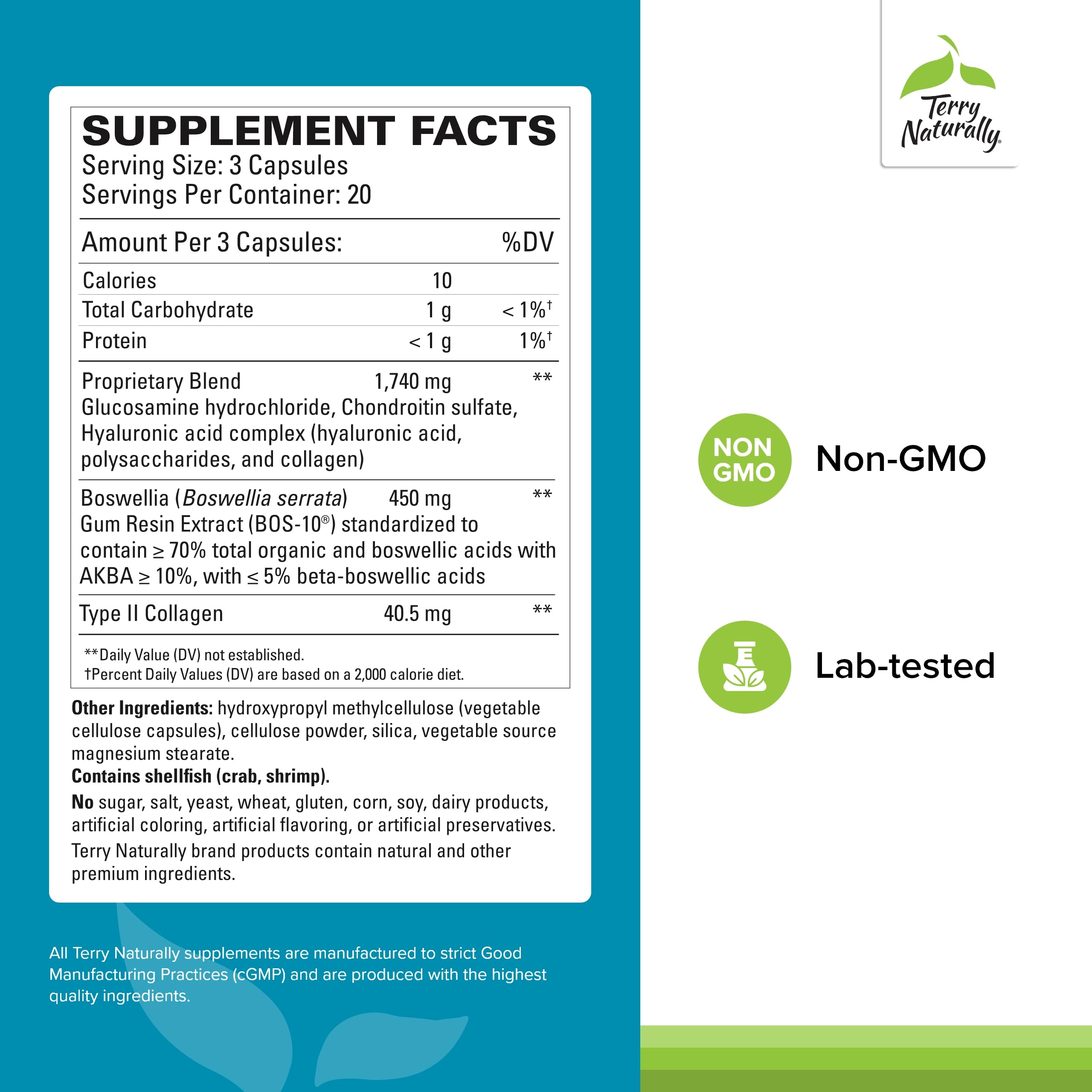 Close-up of Be Mobile bottle label highlighting type II collagen