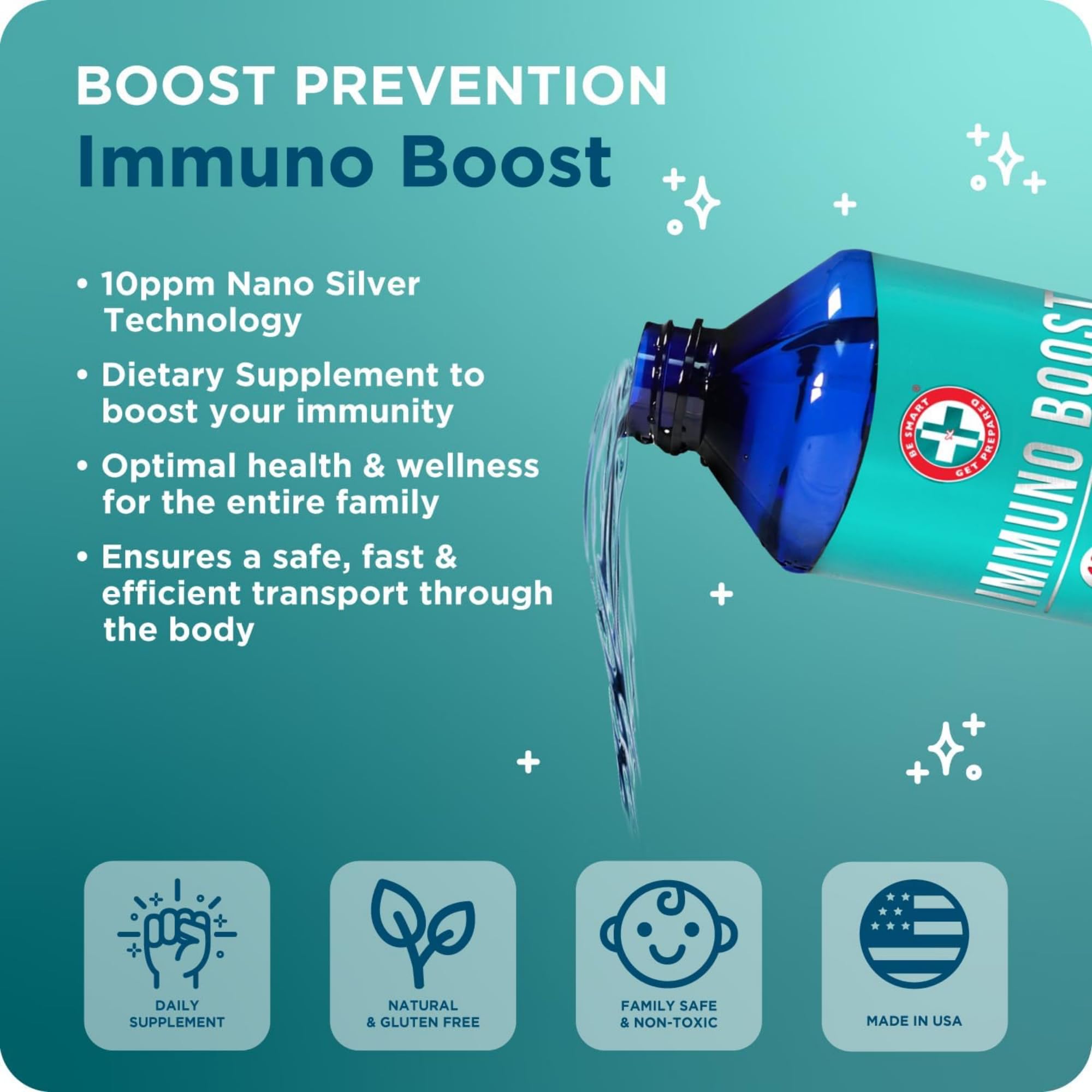 Be Smart Nano Silver Immuno Boost bottle back label