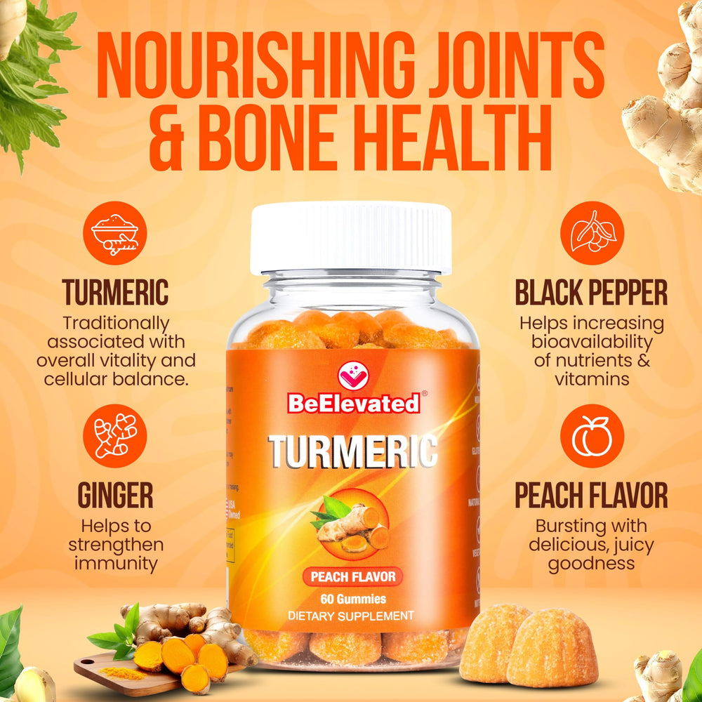 BeElevated Curcumin Turmeric Gummies peach flavor packaging