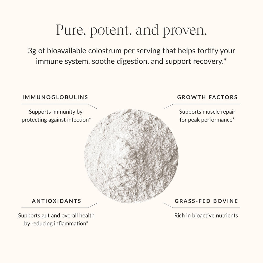 Third-party testing badge on Beam Colostrum Powder packaging