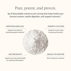 Third-party testing badge on Beam Colostrum Powder packaging