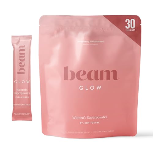 Beam Glow bottle with label reading 30 servings