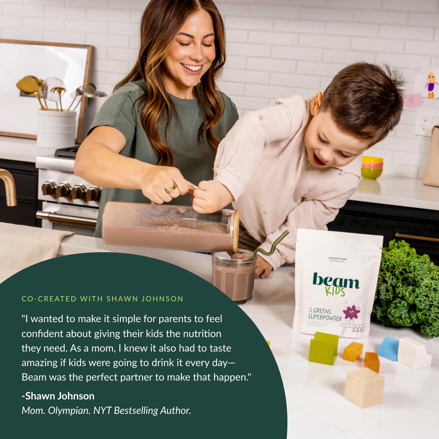 Nutrition label highlighting 40+ essential nutrients for kids