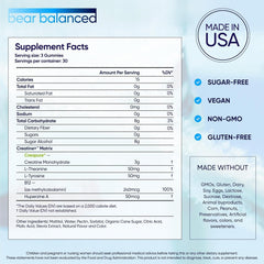 L-Tyrosine and B12 ingredients listed on Bear Balanced Creatine Gummies packaging
