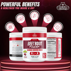 Bear Grips beetroot powder mix in water shows quick absorption for quick energy.