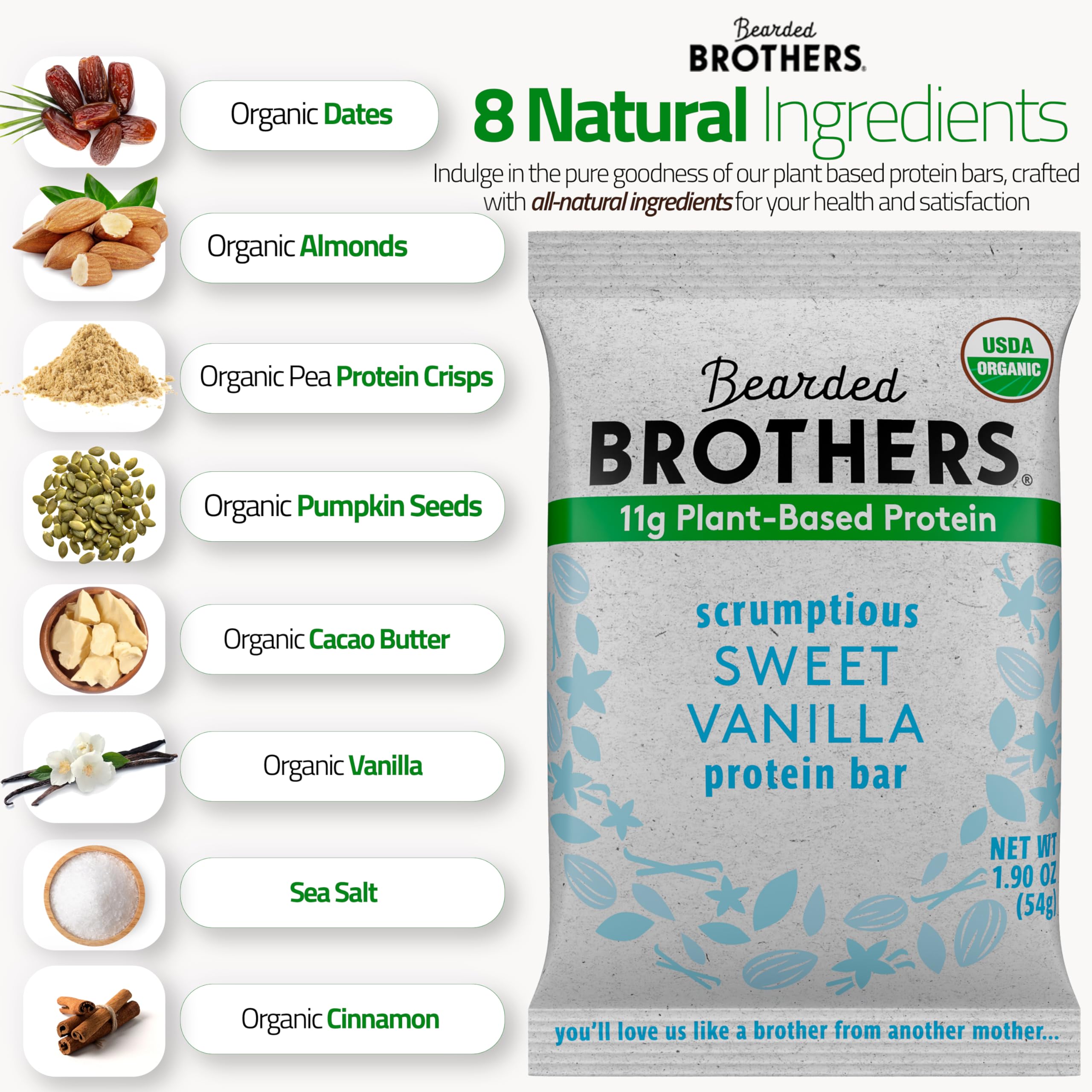 Bearded Brothers bar slice reveals vanilla-chocolate flavor and texture