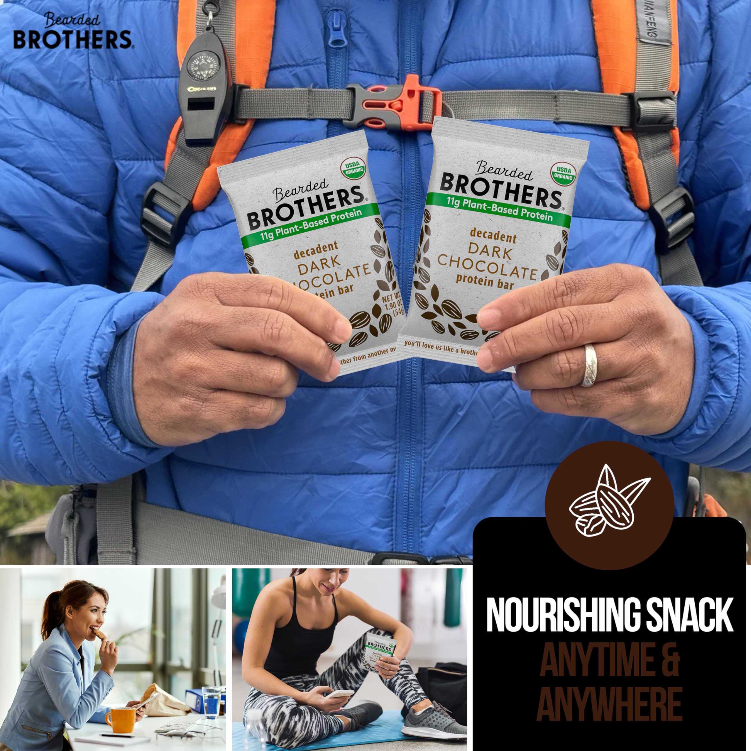 Bearded Brothers vegan gluten-free badge on packaging, appealing to clean eating shoppers.