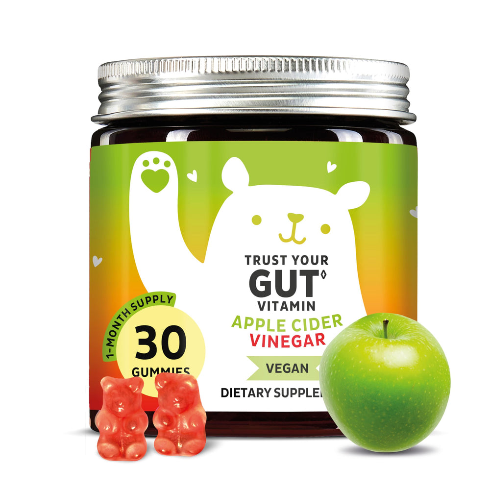 Front view of Bears with Benefits Apple Cider Vinegar Gummy Bears bottle containing 30 gummies.