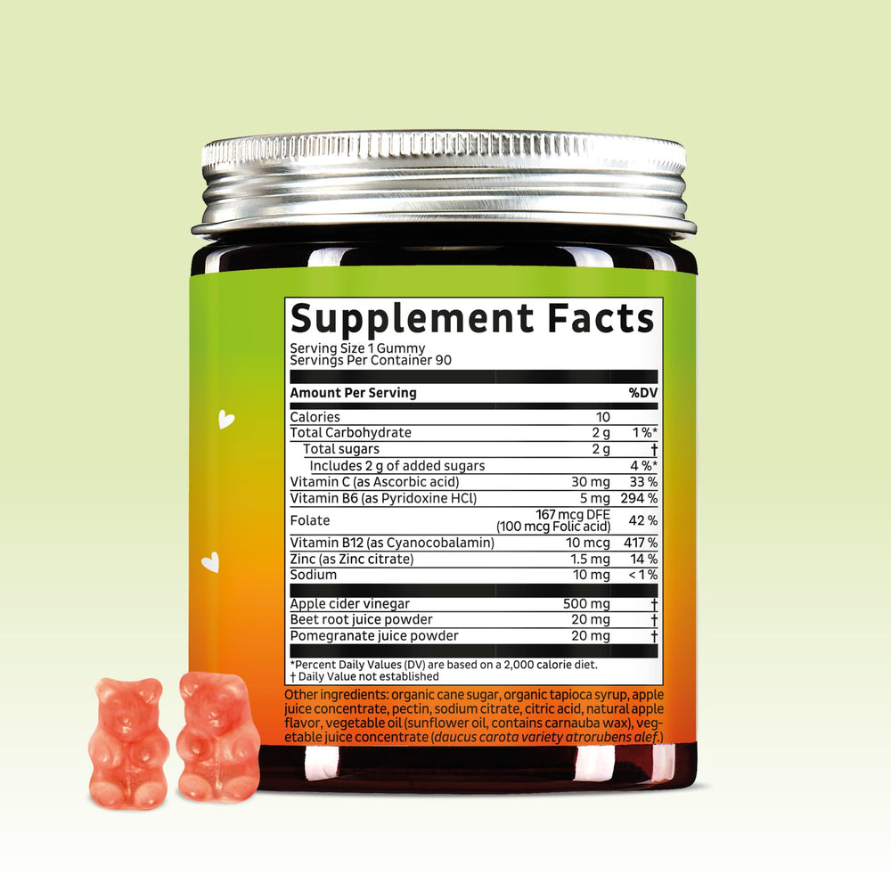 Graphic of pomegranate and beetroot representing immune support and detox benefits.