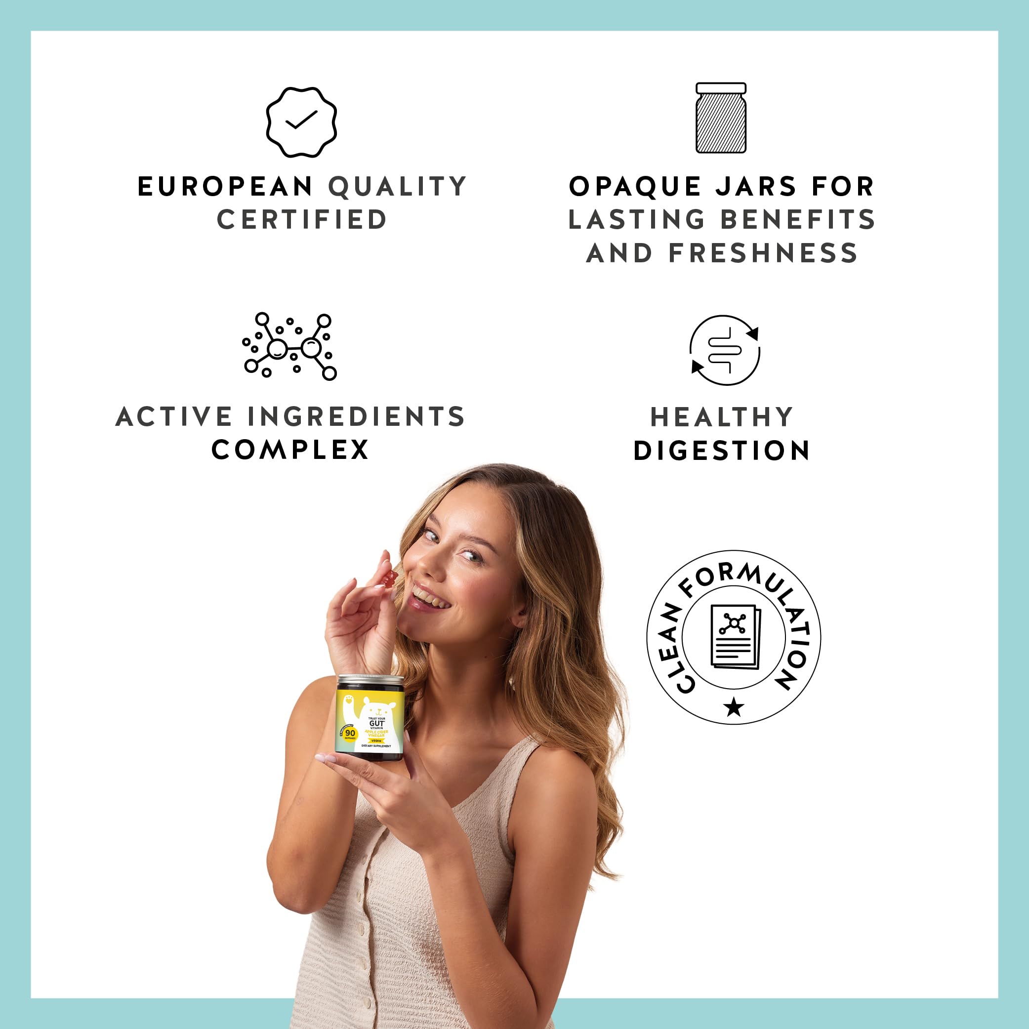 Bears with Benefits ingredient label showing ACV, B6 B12 iodine and clean formulation