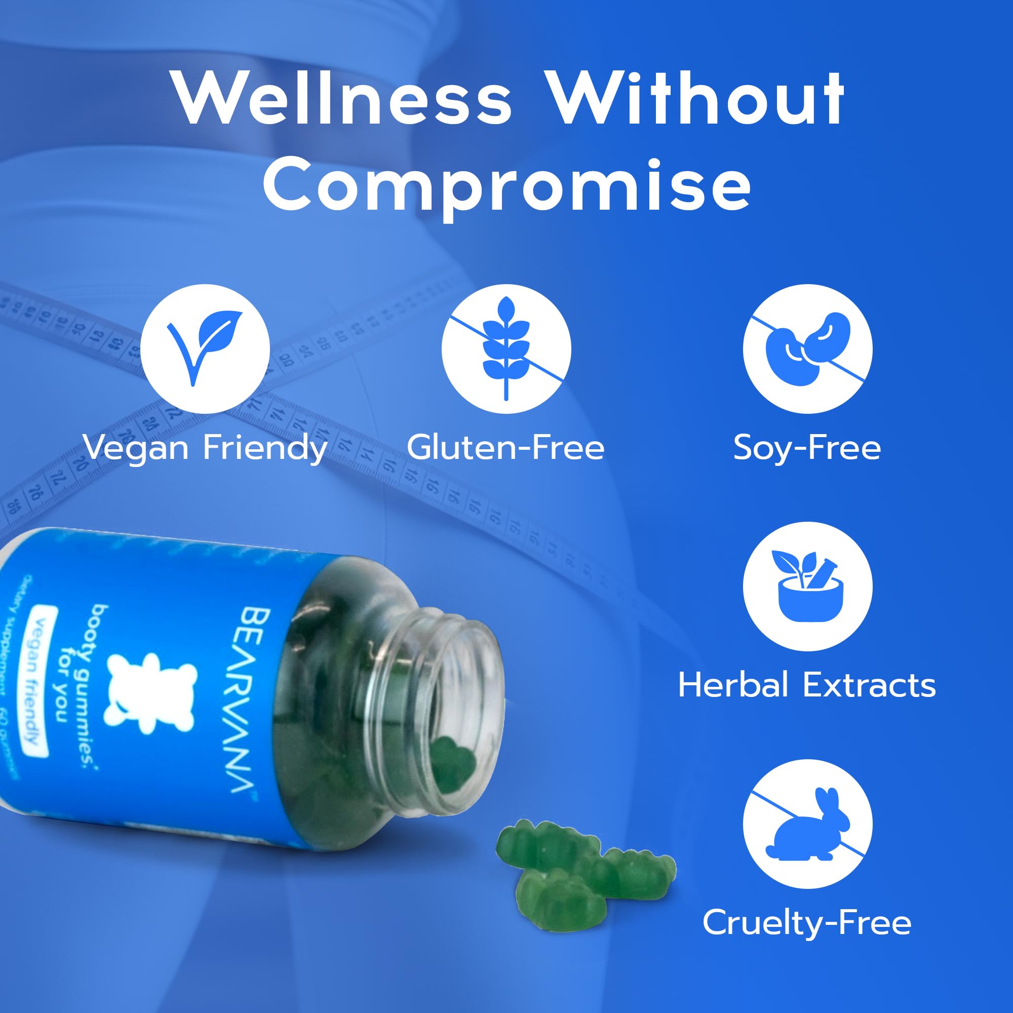 Nutrition facts label for BEARVANA Peach Support Gummies