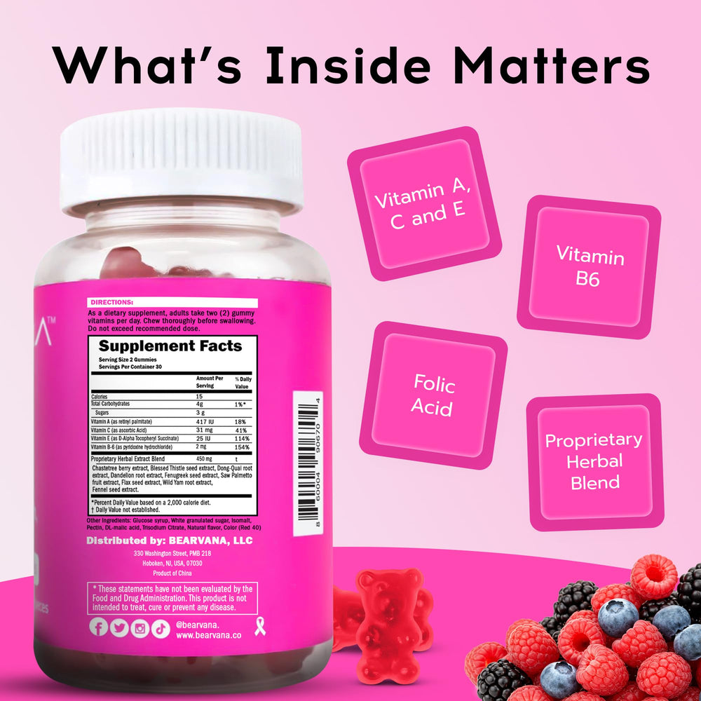 Close-up of BEARVANA Berry flavor gummy vitamins