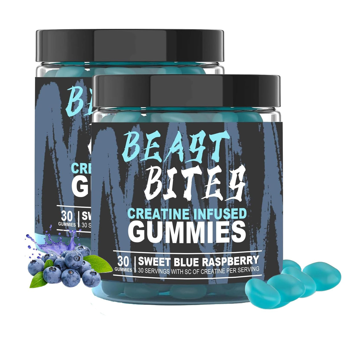 DYALE Beast Bites Creatine Bites bottle with blue raspberry branding