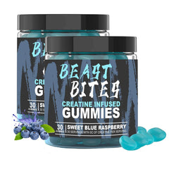 DYALE Beast Bites Creatine Bites bottle with blue raspberry branding