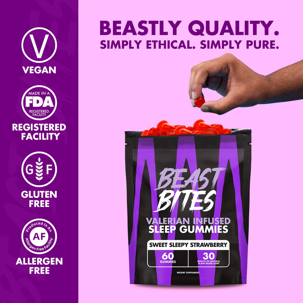 Nutrition and ingredients panel on the Beast Bites bottle