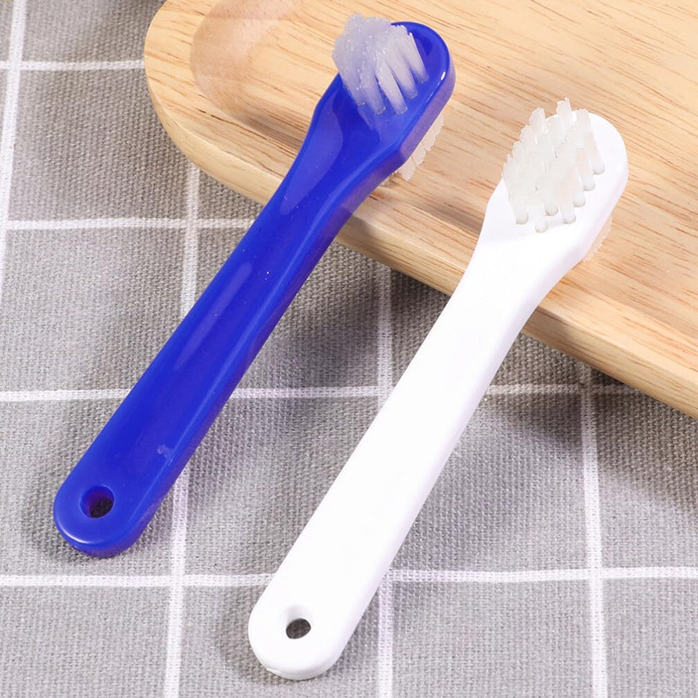 Compact denture toothbrush size 4.33 x 1.37 x 0.59 inches
