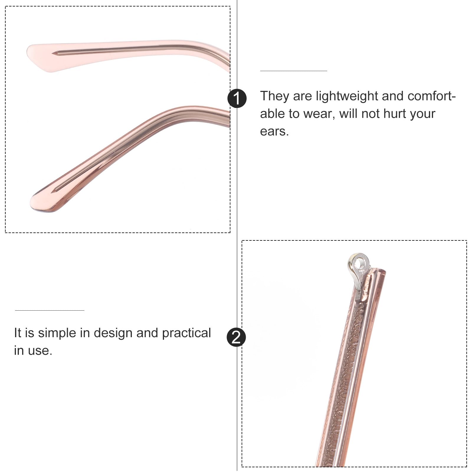 Nonslip design on eyeglasses arm tip