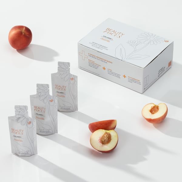 Glow skin concept with peach-flavored collagen bottle