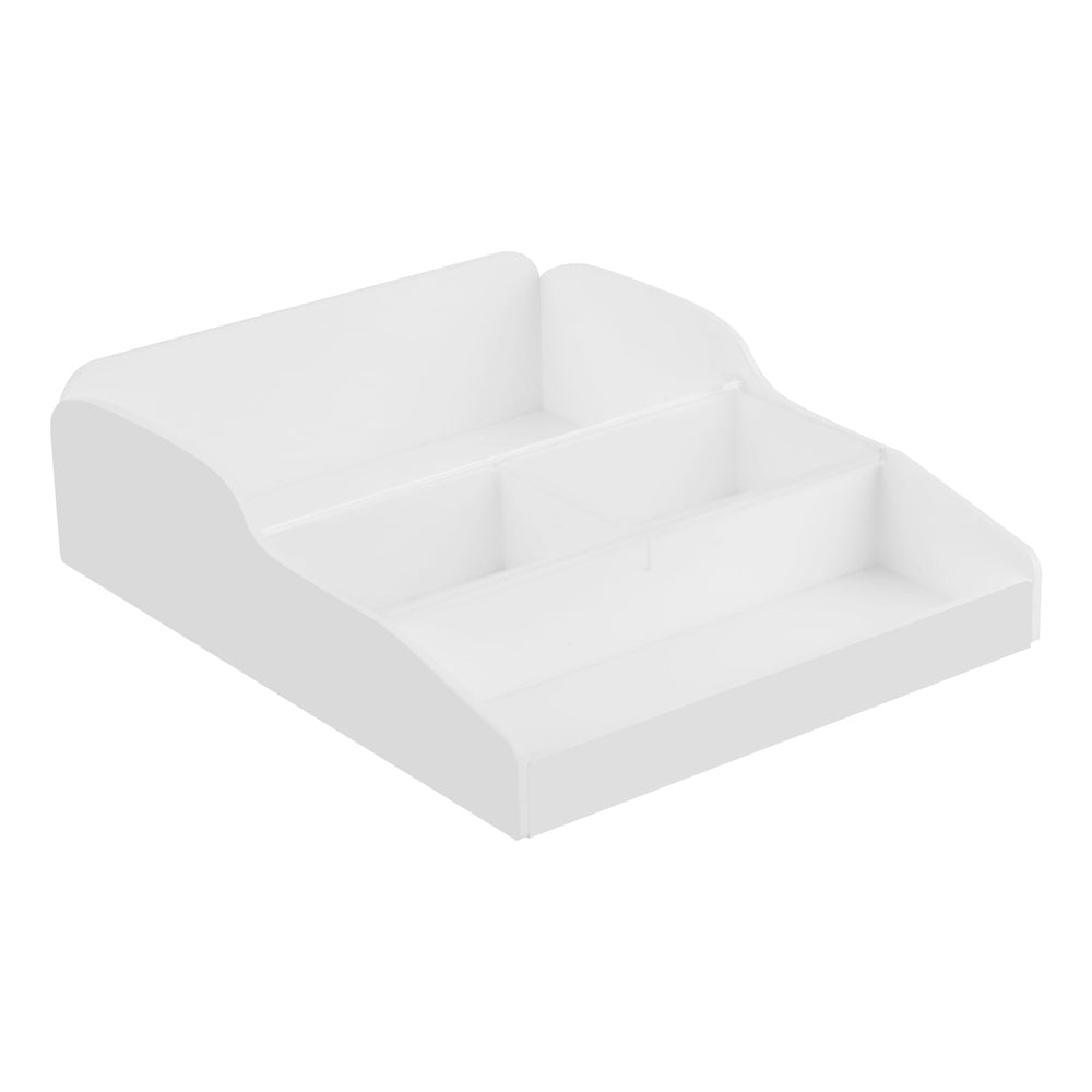 Clear acrylic organizer used as home decor (lenses not included)