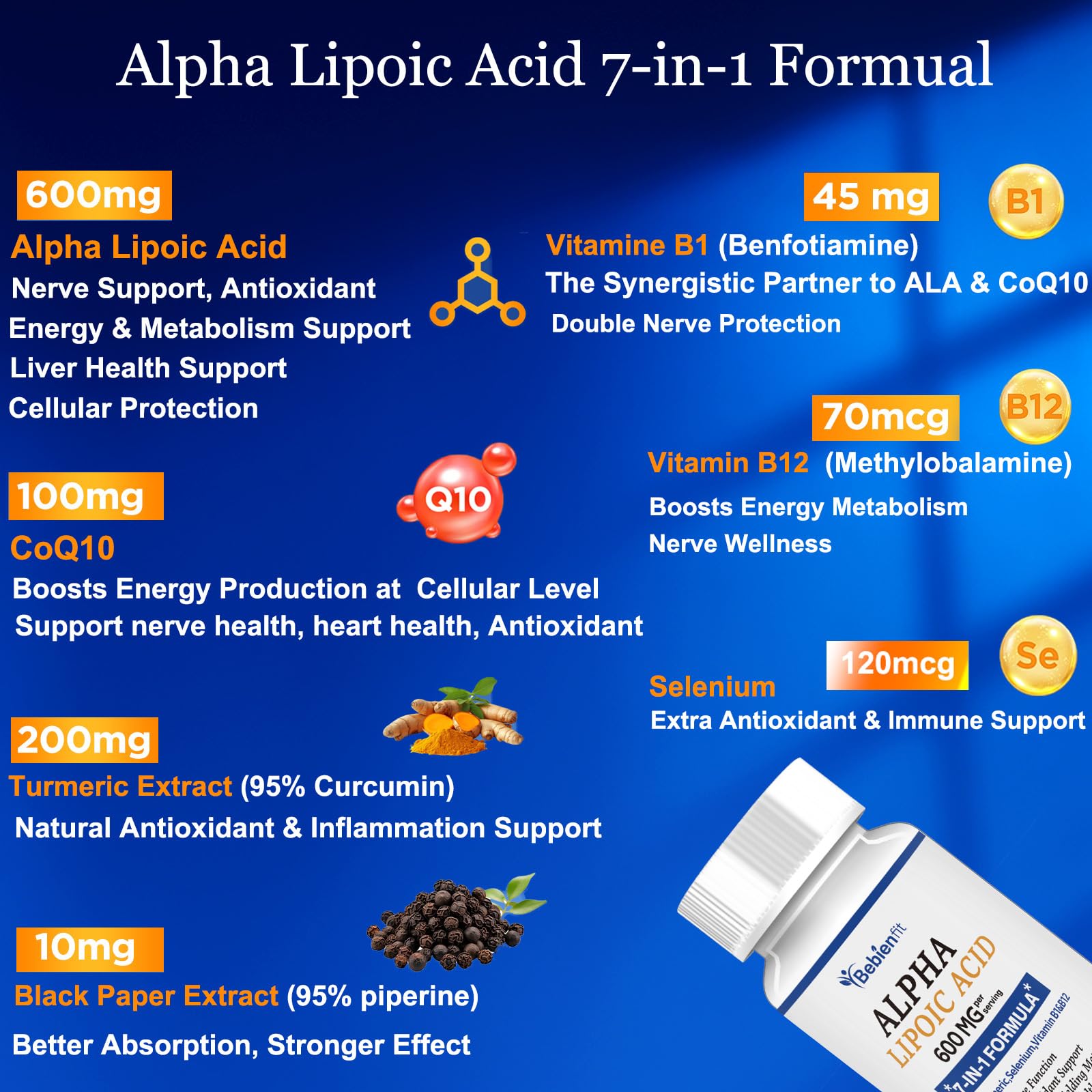 Alpha Lipoic Acid 600mg and CoQ10 capsules