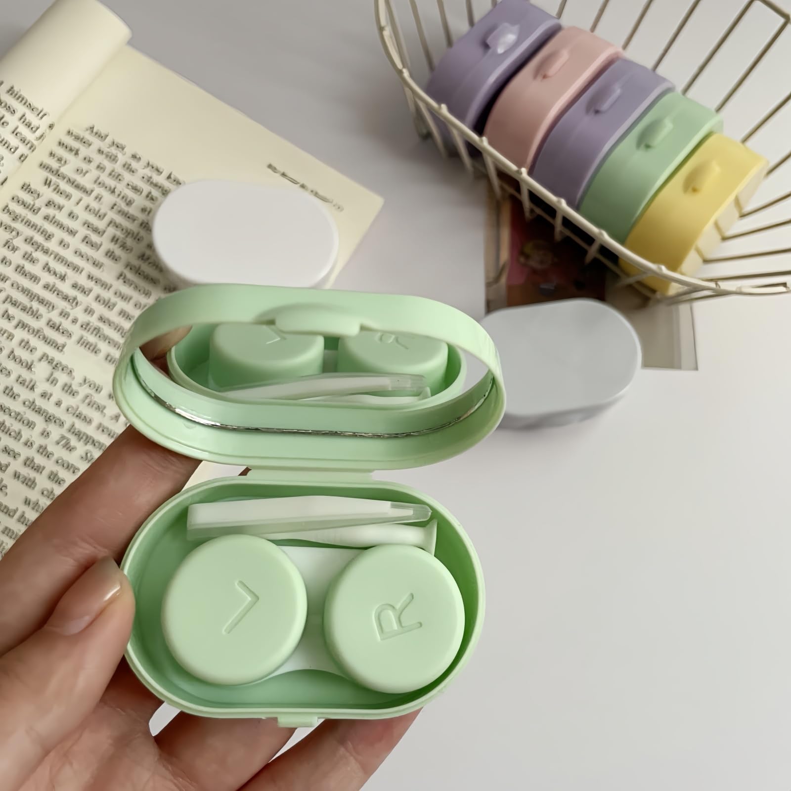 Six candy color contact lens cases for daily use