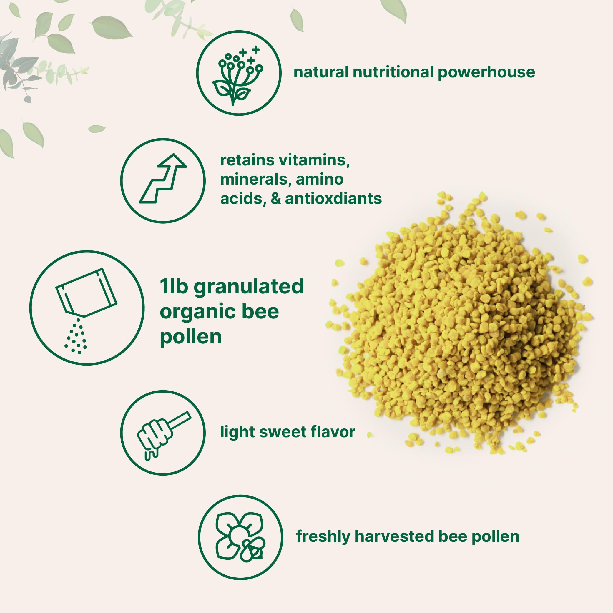 Macro close-up of bee pollen granules texture