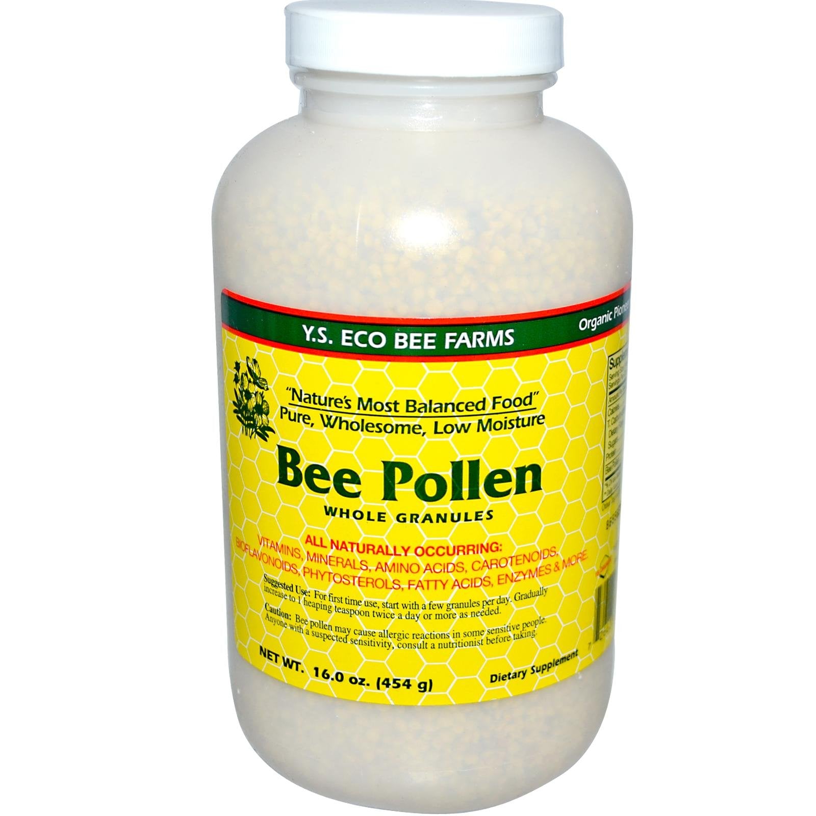 Bee Pollen - Low Moisture Whole Granulars, 16 oz package by YS Eco Bee Farms