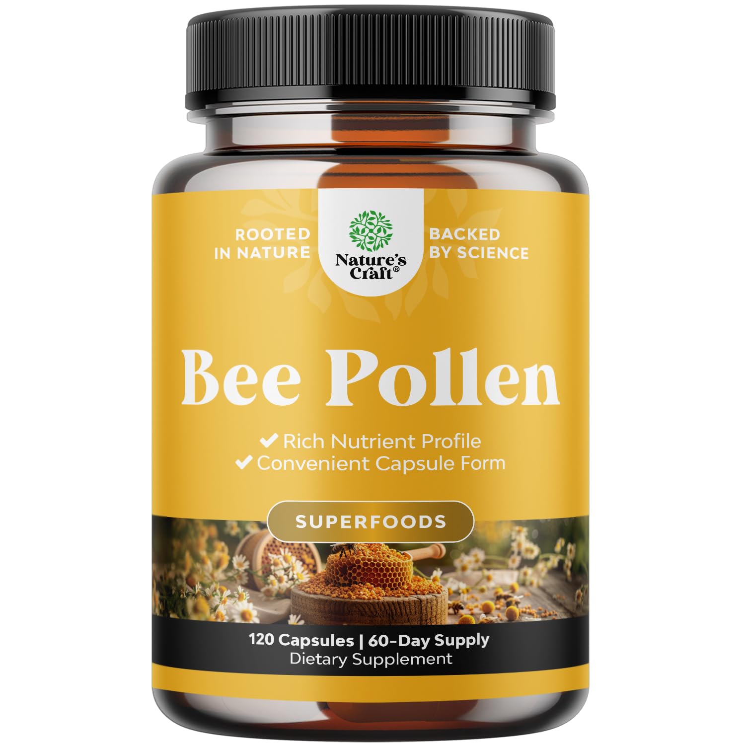 Bee pollen pills bottle with 120 count for breast growth