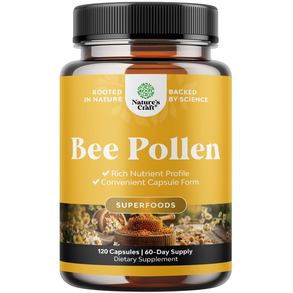 Bee pollen pills bottle with 120 count for breast growth