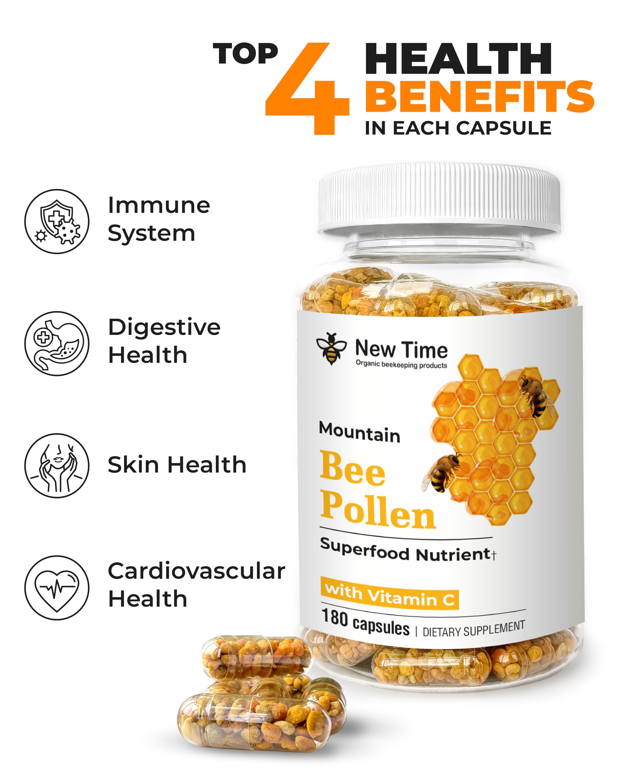 Capsules containing Bee Pollen with Propolis and Royal Jelly
