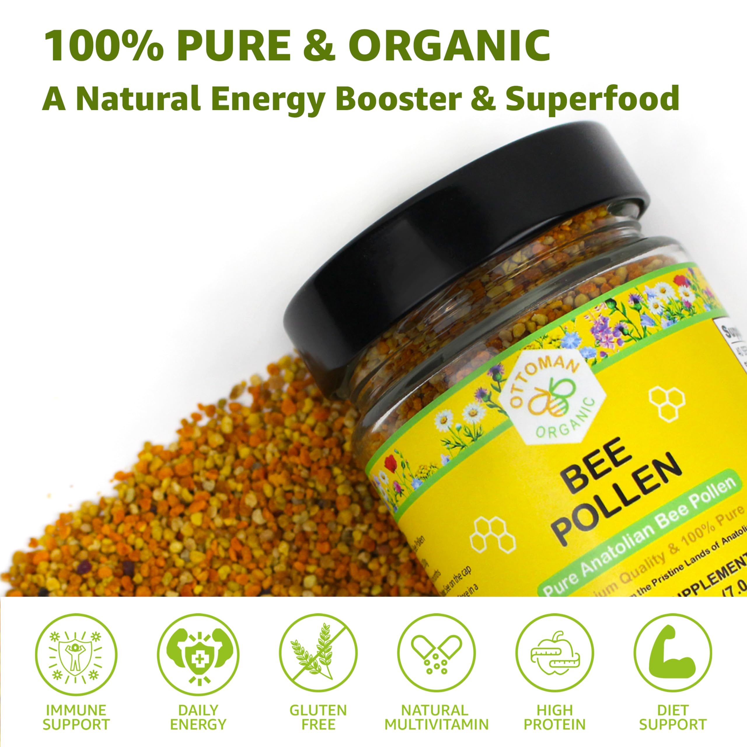 Close-up of pure bee pollen granules