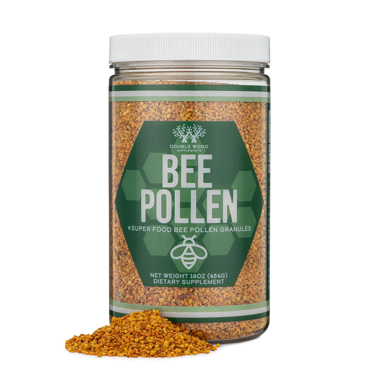 Bottle of Bee Pollen Supplement with 1 lb label