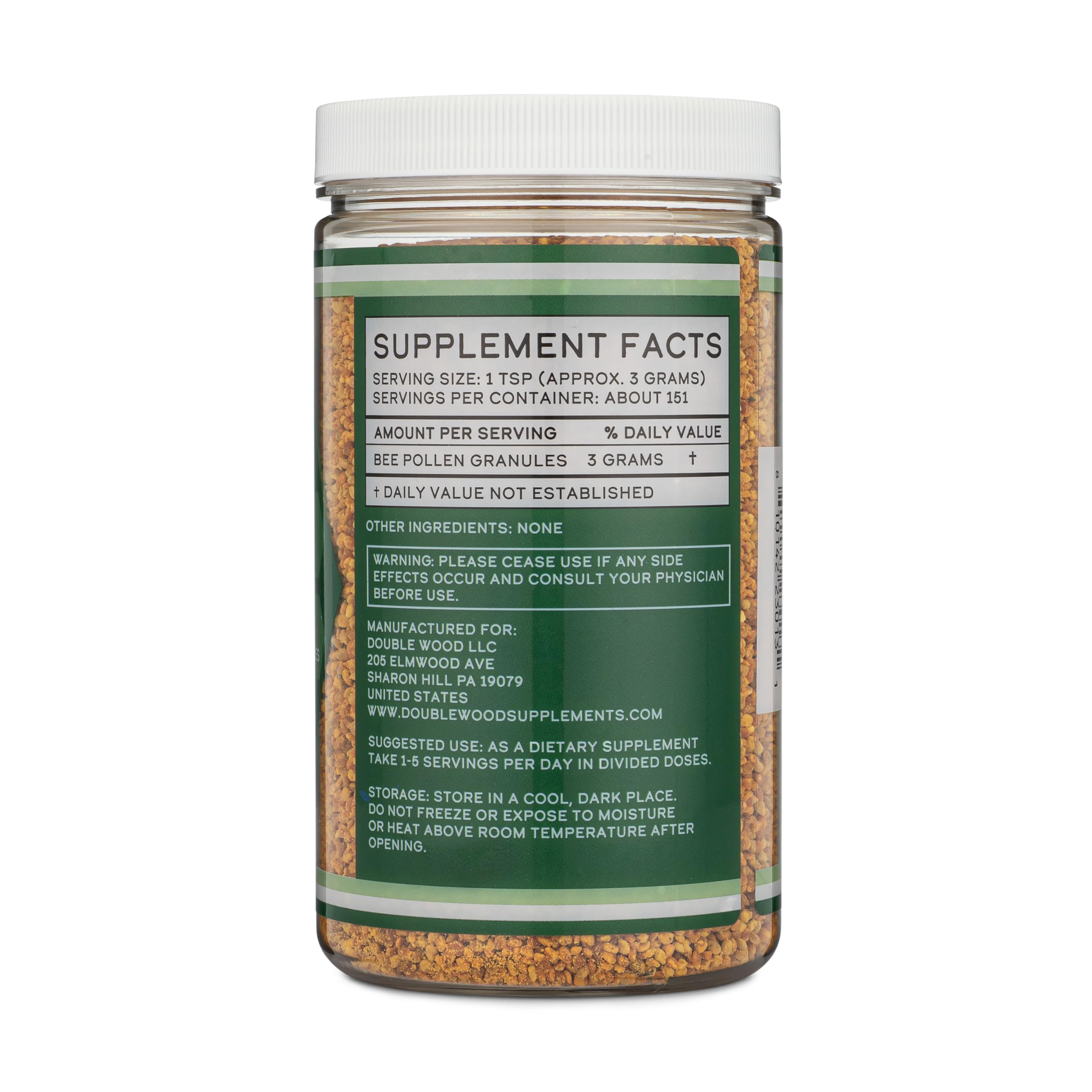 Serving scoop with bee pollen granules