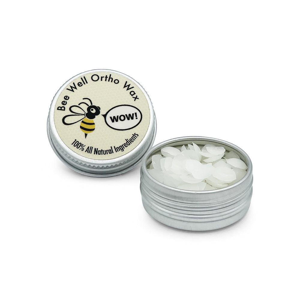 Bee Well Ortho Wax Pure aluminum jar with 75 braces wax pieces