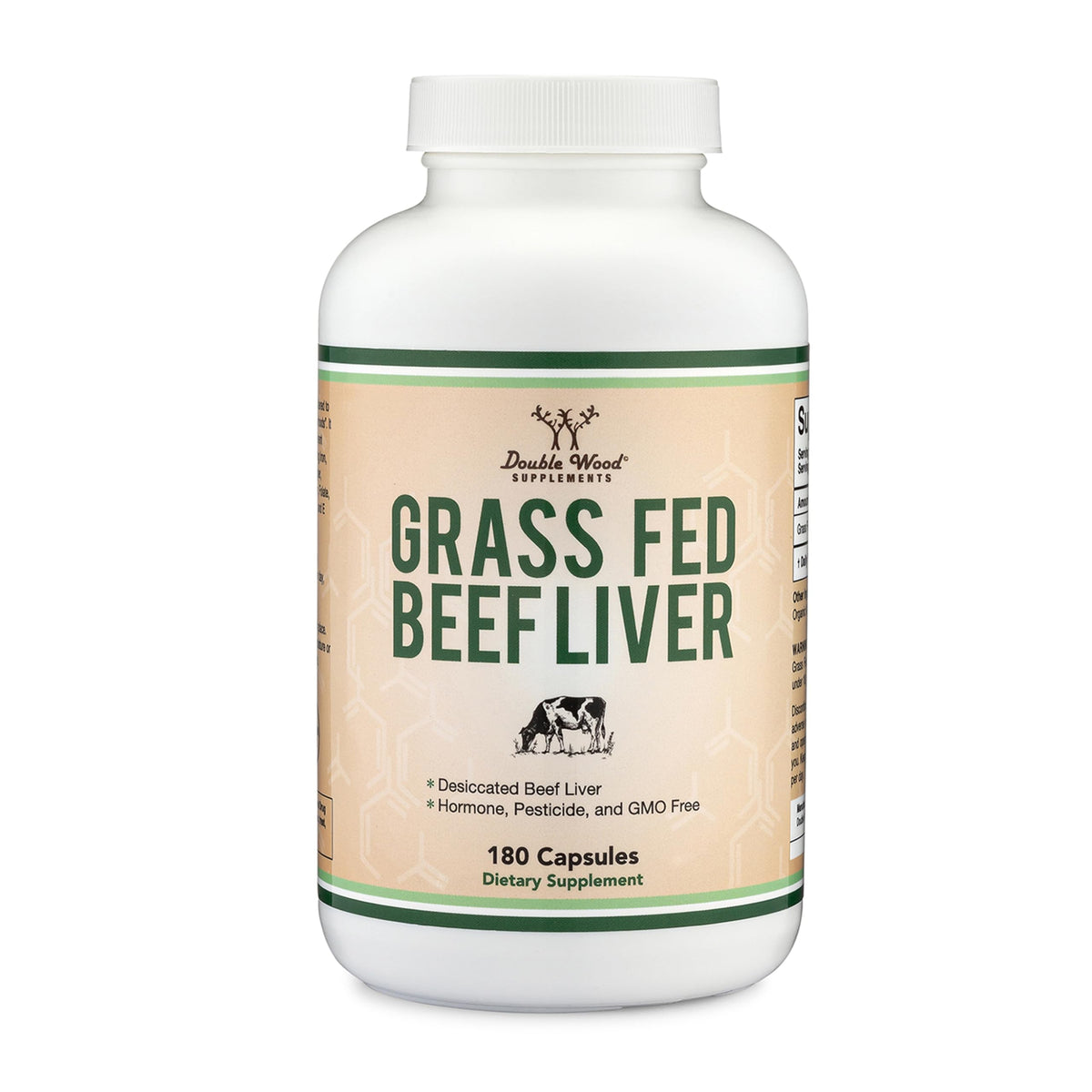 Front view of Double Wood Beef Liver Capsules bottle