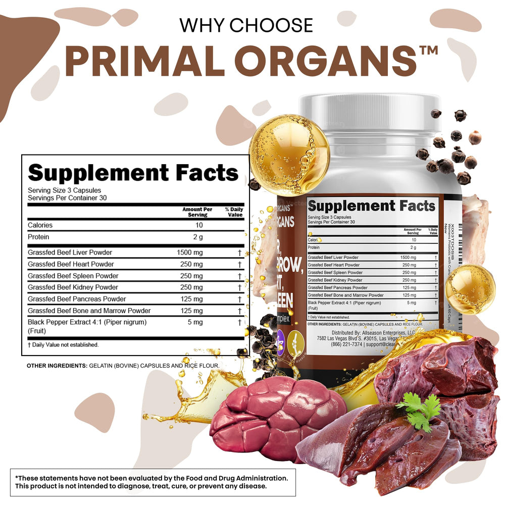 Beef liver capsules designed for detox and organ support