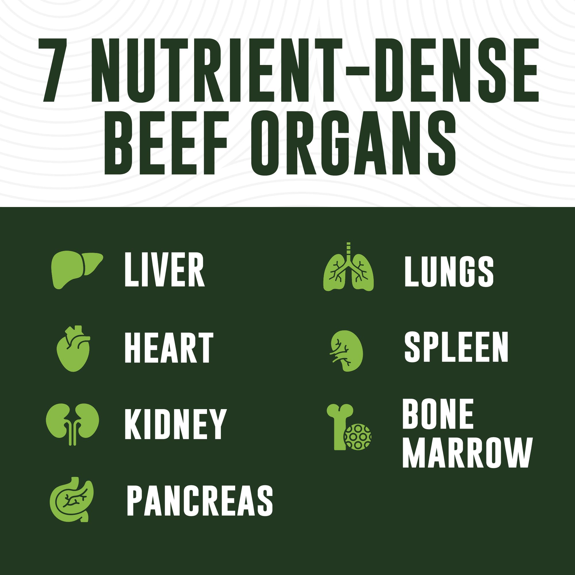 Beef pancreas - included in the seven-organ blend
