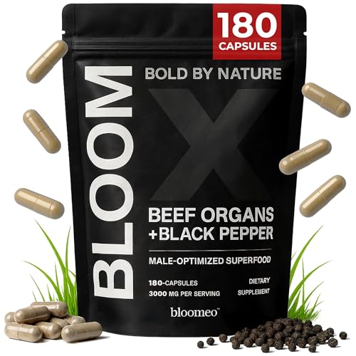 Beef Organ Supplement for Men hero shot with Bloom X packaging