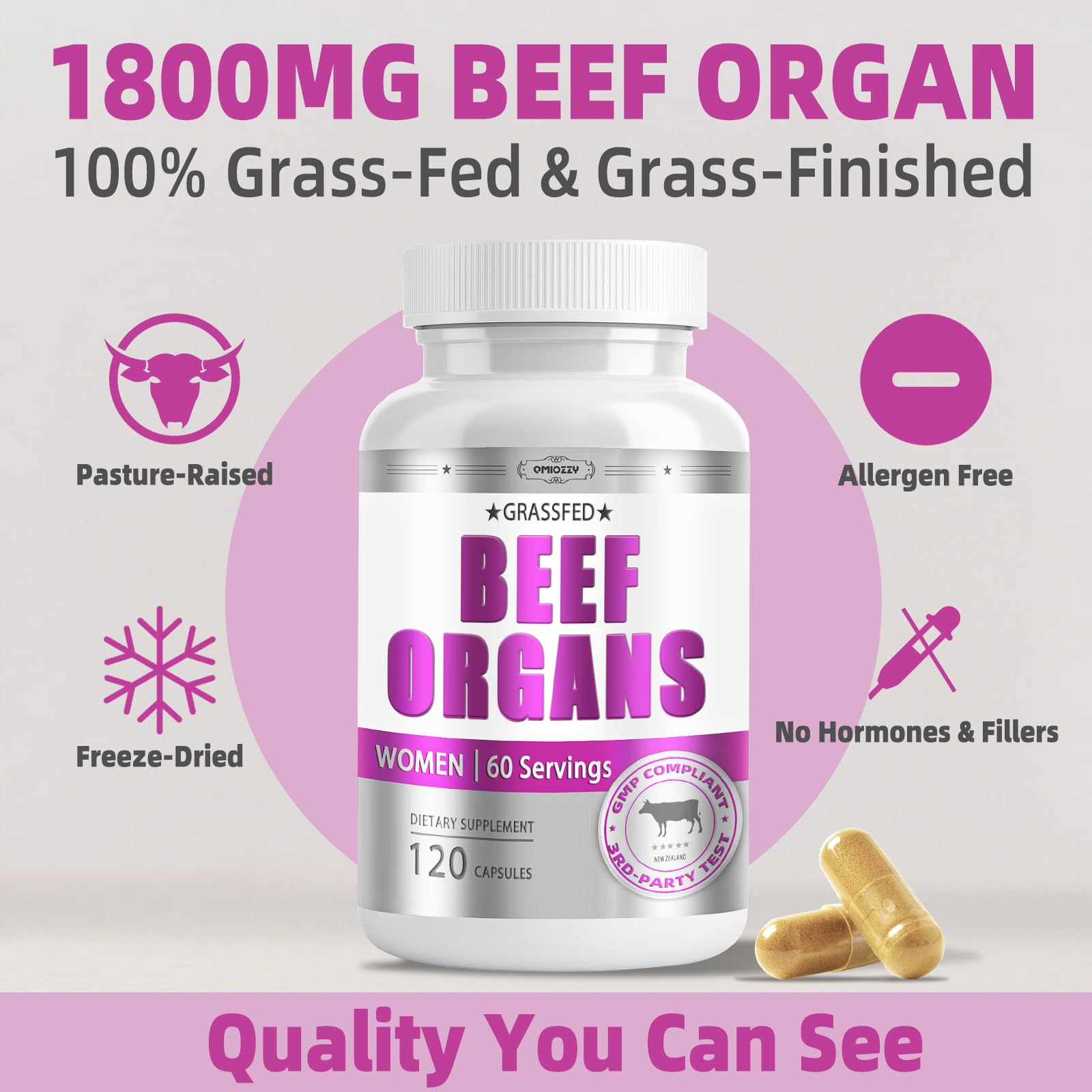 Product packaging displaying 120 capsules