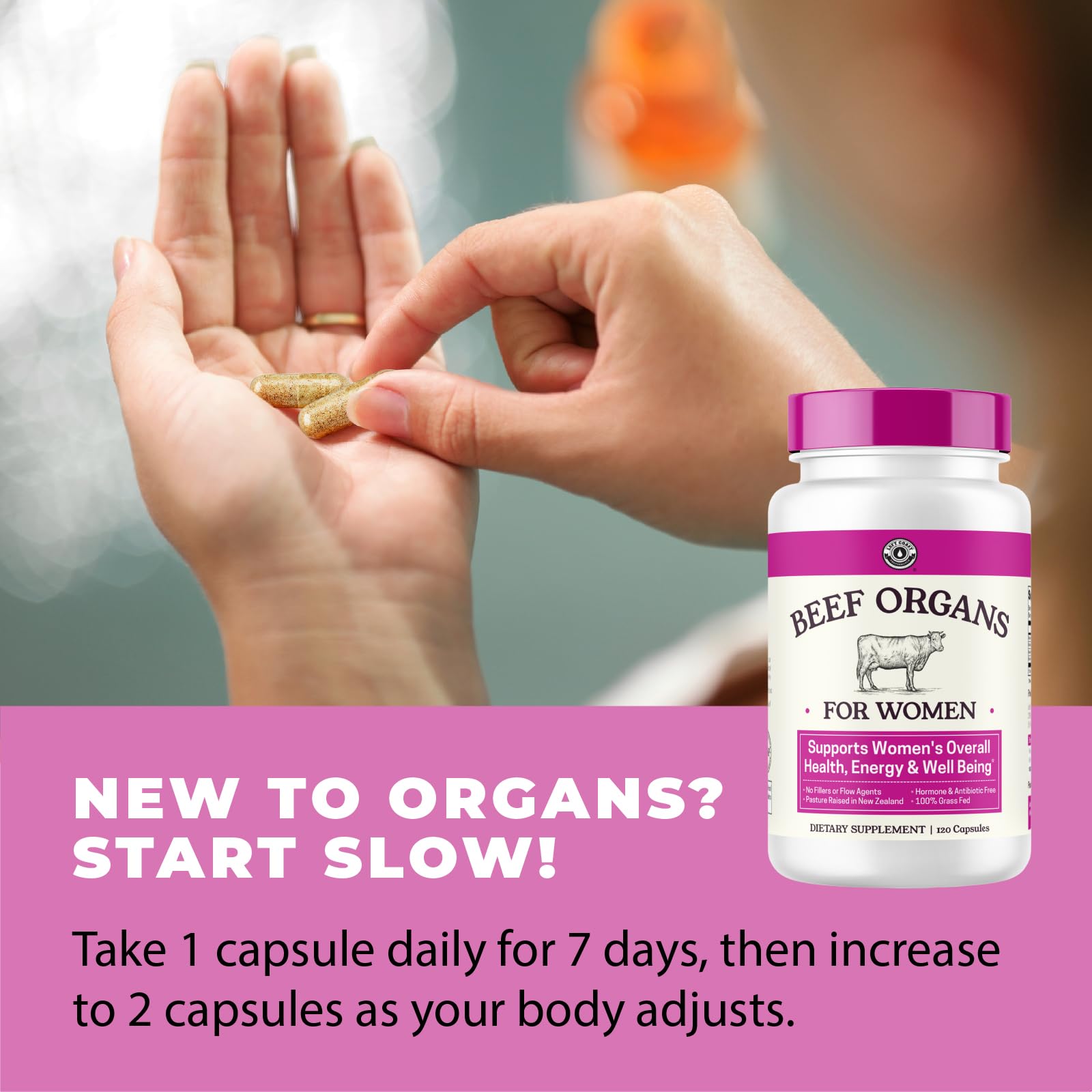 Beef organ ingredients prepared for women’s supplement