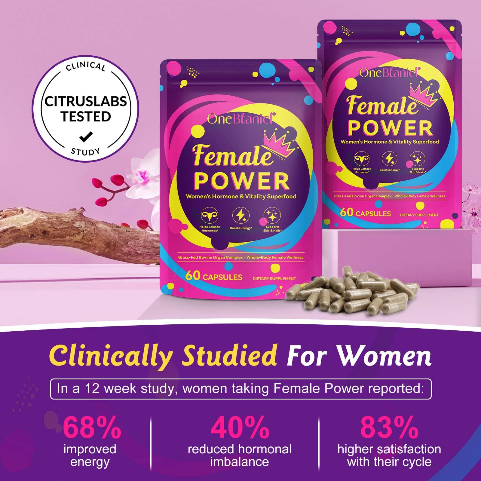 Skin, collagen and immunity wellness imagery with capsules