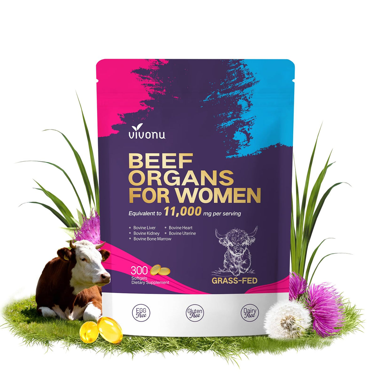 Front view of Beef Organ Supplement for Women bottle