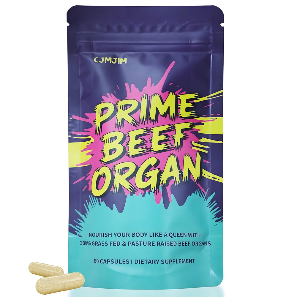 Beef organ supplement bottle for women with grass-fed liver, heart, and kidney capsules