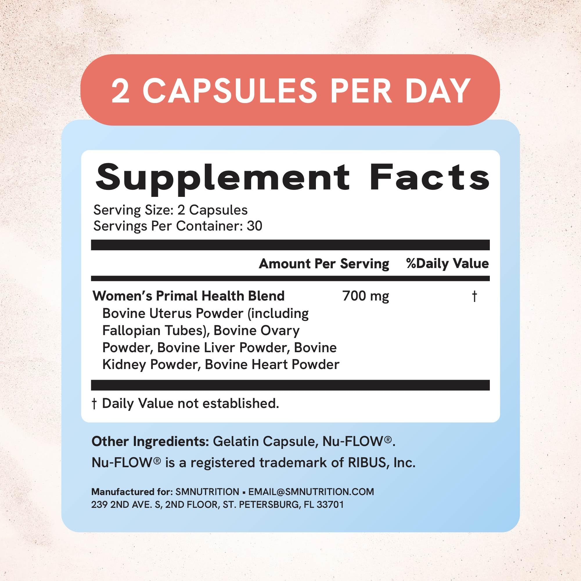 Beef uterus and ovary among other organs in women’s supplement