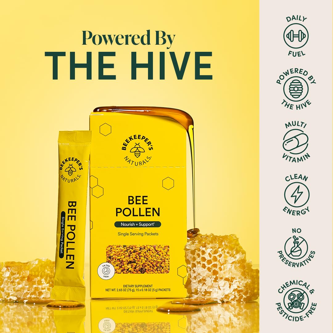 15-count box of raw bee pollen sticks on white background