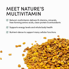 Graphic illustrating bee pollen nutrition and minerals
