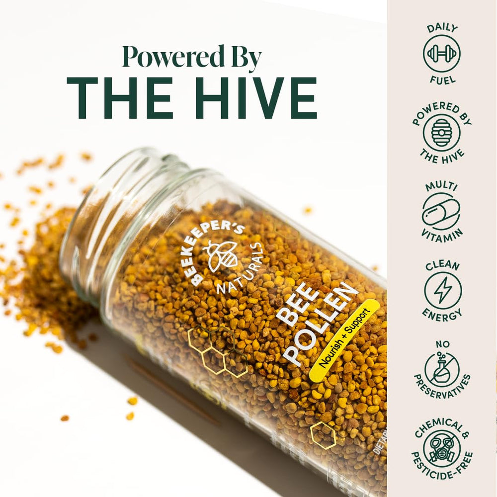 Close-up of bee pollen granules showing texture